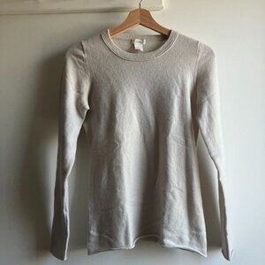 J. Crew Cashmere Sweater XS Ivory, Rolled Hem, Italian Yarn